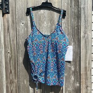 Shape Solver By Penbrooke Multi Floral Padded Keyhole Tankini Top,Size 10,NWT